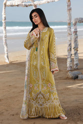QALAMQAR-3PC LAWN CHIKENKARI EMBROIDERED SHIRT WITH CHIFFOON PRINT DUPATTA AND EMB TROUSER-GM-4758