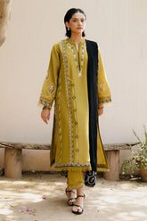 ZARA SHAHJAHAN-3PC DHANAK EMBROIDERED SHIRT WITH CHIFFON EMBROIDERED SHAWL & DHANAK TOUSER-GM-4222