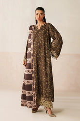 BAROQUE-3PC KHADDAR PRINTED SHIRT WITH KHADDAR PRINTED DUPATTA AND PRINT TROUSER-GM-2663