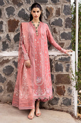 QALAMQAR-3PC DHANAK EMBROIDERED SHIRT WITH COTTON NET EMBROIDERED AND EMB TROUSER-GM-4213