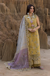 RANG RASIYA-3PC DHANAK EMBROIDERED SHIRT WITH KHAADI NET EMB READY TO WEAR DUPATTA & DHANAK TOUSER-GM-4141