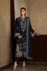 ZAHA-3PC DHANAK EMBROIDERED SHIRT WITH DHANAK EMBROIDRED SHAWL & TROUSER -GM-4181