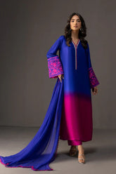 ZAINAB CHOTTANI-3PC SHAMOZE SILK PRINTED EMB SHIRT WITH SOFT SILK PRINTED DUPATTA & TROUSER GM-1730