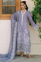 MAHNUR-3PC LAWN EMBROIDERED SHIRT WITH KHADDI NET EMBROIDERED DUPATTA AND TROUSER-GM-