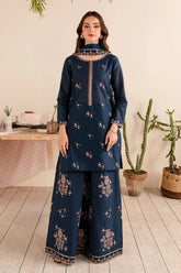 BATIK-3PC DHANAK EMBROIDERED SHIRT DHANAK EMBROIDERED SHAWL AND EMB TROUSER-GM-4173