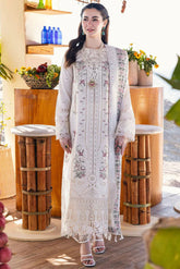 QALAMQAR-3PC LAWN EMBROIDERED SHIRT WITH CHIFFOON EMBROIDERED PRINT DUPATTA AND EMB TROUSER-GM-4652