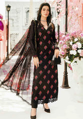 MARIA B-3PC LAWN EMBROIDERED SHIRT WITH MONARK PRINT DUPATTA & TROUSER-GM-3775
