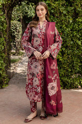 BAROQUE-3PC KHADDAR PRINTED SHIRT WITH KHADDAR PRINTED DUPATTA AND PRINT TROUSER-GM-2645