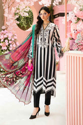 MARIA.B-3PC LAWN EMBROIDERED PRINTED SHIRT WITH CHIFFON PRINT DUPATTA AND PRINT TROUSER-GM-2525