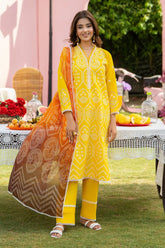 MIRAKHI - 3PC LAWN EMBROIDERED SHIRT WITH CHIFFON PRINTED DUPATTA AND TROUSER -GM-M14