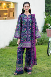 JAZMIN-3PC KHADDAR PRINTED SHIRT WITH KHADDAR PRINTED DUPATTA AND PRINTED TROUSER-GM-2628