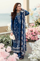 QALAMKAR-3PC LAWN EMBROIDERED SHIRT WITH KHADDI NET EMBROIDERED DUPATTA AND TROUSER-GM-4608