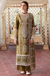 MAHNUR-3PC DHANAK EMBROIDERED SHIRT WITH DHANAK EMBROIDERED SHAWL & TROUSER-GM-4033
