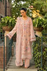 MAHNUR-3PC LAWN EMBROIDERED SHIRT WITH KHAADI NET EMBROIDERED DUPATTA AND TROUSER -GM-4668