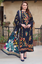 ASIM JOFA-3PC DHANAK EMBROIDERED SHIRT WITH COURTRAI PRINTED SHAWL & TROUSER-GM-4316