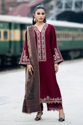 IZEL-3PC DHANAK EMBROIDERED SHIRT WITH COUTRAI PRINTED SHAWL AND TROUSER-GM-4127
