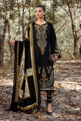 MARIA.B-3PC KHADDAR EMBROIDERED SHIRT WITH COURTRAI PRINTED SHAWL & TROUSER -GM-4157