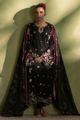 CROSS STITCH-3PC DHANAK EMBROIDERED SHIRT WITH COURTRAI PRINTED SHAWL AND TROUSER-GM-4276