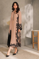 ASIM JOFA-3PC DHANAK EMBROIDERED SHIRT WITH TYE&DYED CHIFFON DUPATTA AND TROUSER-GM-4287