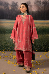 URGE-3PC DHANAK EMBROIDERED SHIRT WITH COURTRAI PRINTED SHAWL AND EMB TROUSER-GM-4203
