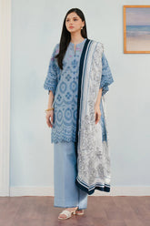 ZARA SHAH JAHAN-3PC LAWN EMBROIDERED SHIRT WITH CHIFFON PRINTED DUPATTA AND TROUSER-GM-4637