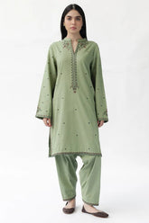 ZARA SHAH JAHAN-2PC DHANAK EMBROIDERED SHIRT WITH DHANAK EMBROIDRED SLEEVES-GM-143