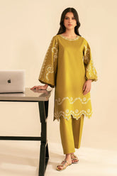 BATIK-2PC DHANAK EMBROIDRED SHIRT WITH DHANAK EMBROIDRED SLEEVES-GM-122