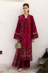 REPUBLIC-3PC DHANAK EMBROIDERED SHIRT WITH COURTRAI PRINTED SHAWL & DHANAK TOUSER-GM-4278