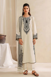 GARNET-3PC KHADDAR EMBROIDERED SHIRT WITH COURTRAI PRINTED SHAWL AND TROUSER-GM-4307