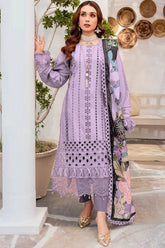 MARIA B-3PC CHIKENKAARI LAWN EMBROIDERED SHIRT WITH MONARK PRINT DUPATTA AND TROUSER-GM-4054 (Z)