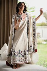 BATIK-3PC KARANDI EMBROIDERED SHIRT WITH KARANDI EMBROIDERED SHAWL AND TROUSER-GM-4333