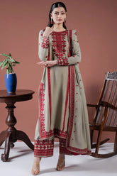 ASIM JOFA-3PC LAWN EMBROIDERED SHIRT WITH LAWN EMBROIDERED DUPATTA AND LAWN TROUSER-GM-3563