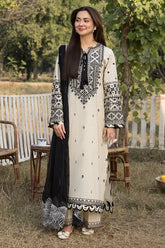 QALAMQAR-3PC DHANAK EMBROIDERED SHIRT WITH CHIFFON EMBROIDERED DUPATTA AND EMB TROUSER-GM-4062