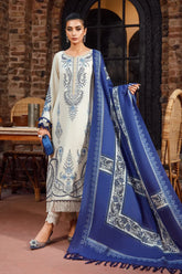 MARIA B -3PC KHADDAR HEAVY EMBROIDERED SHIRT WITH WOOL PRINT SHAWL AND TROUSER-GM-4156
