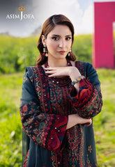 ASIM JOFA-3PC DHANAK EMBROIDERED SHIRT WITH DHANAK EMBROIDERED SHAWL AND TROUSER -GM-4191