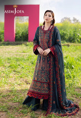 ASIM JOFA-3PC DHANAK EMBROIDERED SHIRT WITH DHANAK EMBROIDERED SHAWL AND TROUSER -GM-4191
