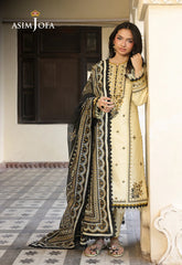 ASIM JOFA - 3PC LAWN EMBROIDERED SHIRT WITH MONARK PRINTED DUPATTA AND TROUSER -GM-3728