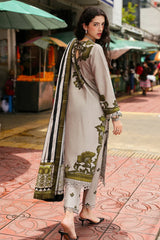CHARIZMA-3PC KHADDAR PRINTED EMB SHIRT WITH KHADDAR PRINTED DUPATTA AND PRINT TROUSER-GM-2664