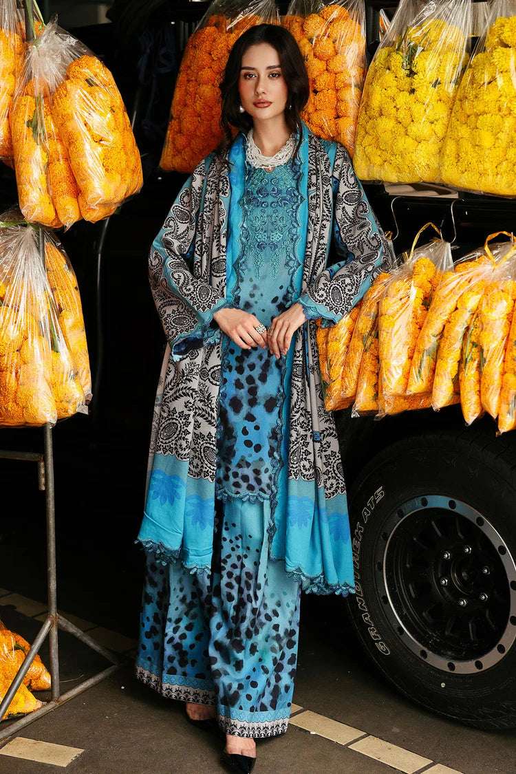 CHARIZMA-3PC KHADDAR PRINTED EMB SHIRT WITH KHADDAR PRINTED DUPATTA AND PRINT TROUSER-GM-2665