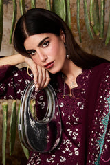 SAPPHIRE-3PC LAWN LASER WORK EMBROIDERED SHIRT WITH KHADDI NET EMBROIDERED DUPATTA AND TROUSER-G M-4666