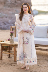 QALAMQAR-3PC CHIKANKARI LAWN EMBROIDERED WITH ORGANZA EMBROIDERED DUPATTA & TROUSER -GM-4521