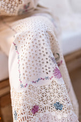 QALAMQAR-3PC CHIKANKARI LAWN EMBROIDERED WITH ORGANZA EMBROIDERED DUPATTA & TROUSER -GM-4521