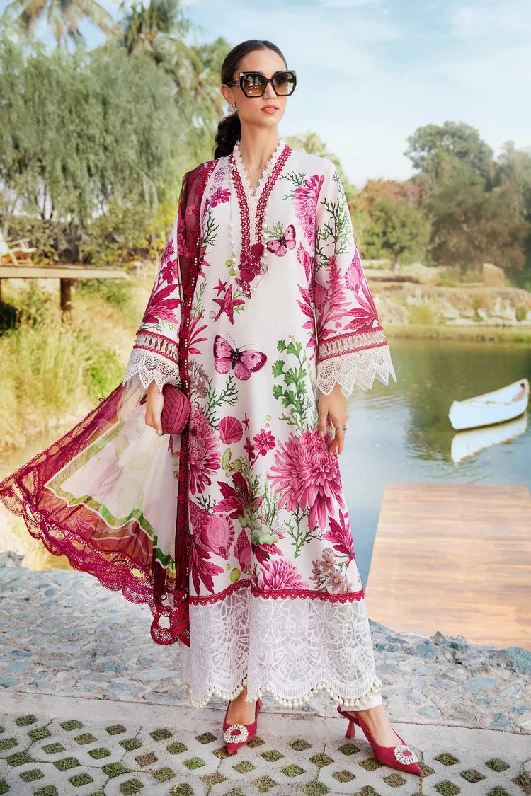 MARIA.B-3PC LAWN EMBROIDERED PRINTED SHIRT WITH CHIFFON PRINT DUPATTA AND PRINT TROUSER-GM-2520