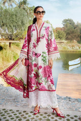 MARIA.B-3PC LAWN EMBROIDERED PRINTED SHIRT WITH CHIFFON PRINT DUPATTA AND PRINT TROUSER-GM-2520