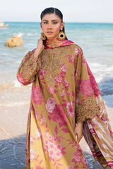 BAROQUE-3PC KHADDAR PRINTED EMB SHIRT WITH KHADDAR PRINTED DUPATTA AND PRINT TROUSER-GM-2622