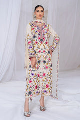 SAPPHIRE-3PC DHANAK EMBROIDERED SHIRT WITH BAMBER CHIFFON EMBROIDERED DUPATTA & TROUSER-GM-4299