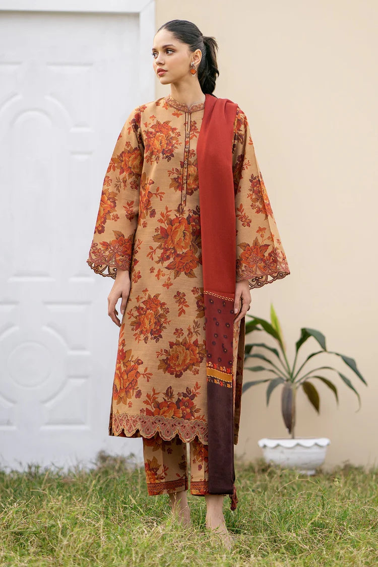 BAROQUE-3PC KHADDAR PRINTED SHIRT WITH KHADDAR PRINT DUPATTA AND PRINT TROUSER-GM-2632