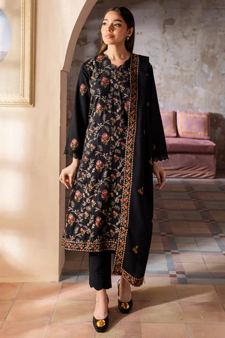 BAREEZE-3PC DHANAK EMBROIDERED SHIRT WITH CHIFFON EMBROIDERED DUPATTA & TROUSER-GM-4227