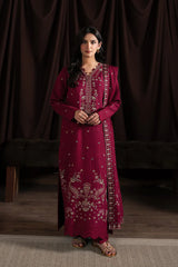 BATIK-3PC DHANAK EMBROIDERED SHIRT WITH DHANAK EMBROIDERED SHAWL AND TROUSER-GM-4403