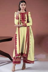 ASIM JOFA-3PC LAWN EMBROIDERED SHIRT WITH LAWN EMBROIDERED DUPATTA AND LAWN TROUSER-GM-3563 A